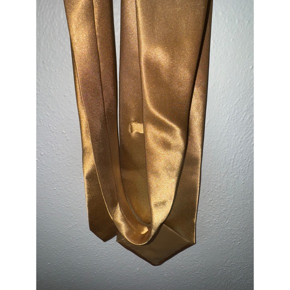 Gold Necktie Metallic Shiny Formal Party Prom Wedding Event Accessory - Picture 4 of 5